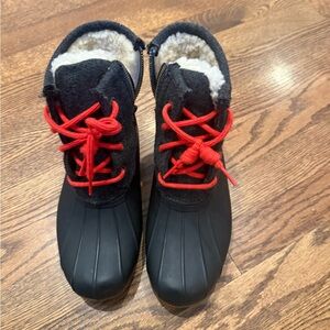 Sperry x J. crew snow boots with red laces